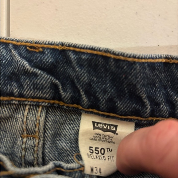 Vintage 90’s Levi 550 White Tab Blue Denim Jean Shorts Men’s Size 34 Made In USA - Picture 2 of 5
